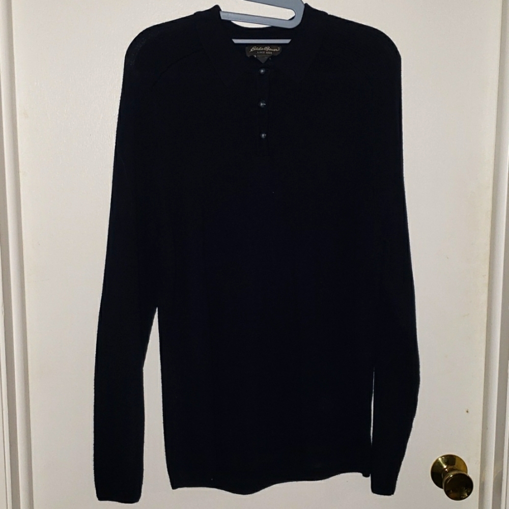 Eddie Bauer Ribbed Long Sleeve Polo Shirt